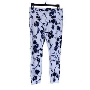 ATHLETA Water Flower 7/8 Leggings White-Blue-Purple Size M